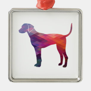 Plott Hound Geometric Pattern Silhouette Purple Metal Ornament