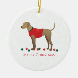 Plott Hound Hunting Dog Merry Christmas Design Ceramic Ornament
