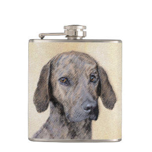 Plott Painting - Cute Original Dog Art Hip Flask