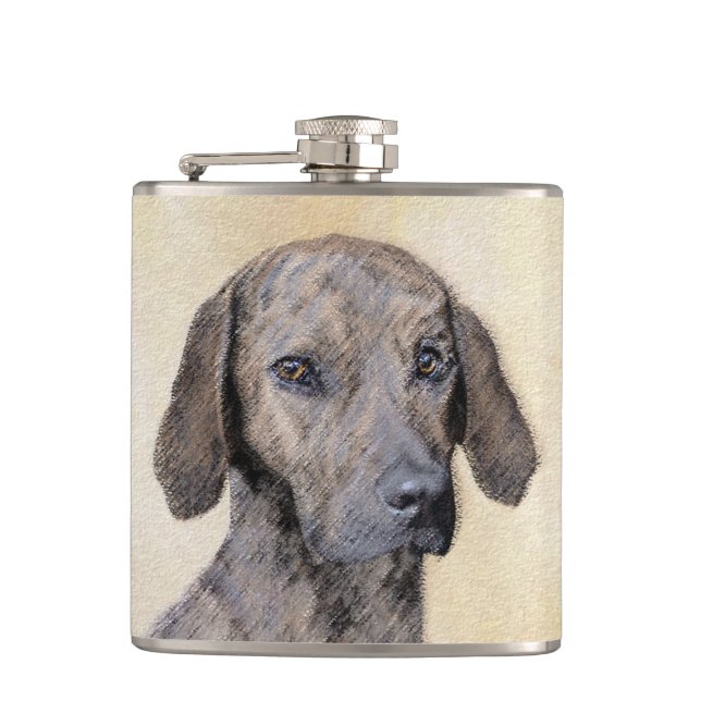 Plott Painting - Cute Original Dog Art Hip Flask (Front)