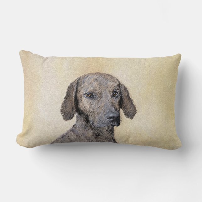 Plott Painting - Cute Original Dog Art Lumbar Pillow (Front)