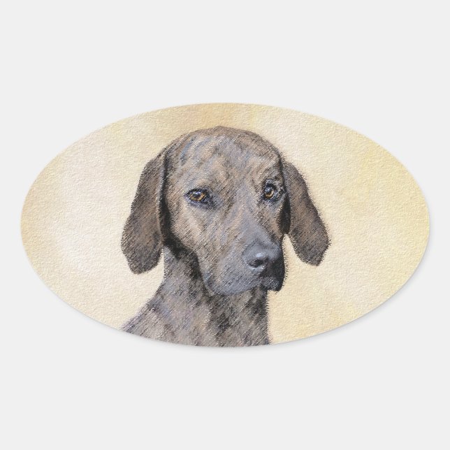 Plott Painting - Cute Original Dog Art Oval Sticker (Front)