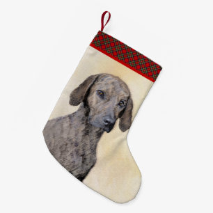 Plott Painting - Cute Original Dog Art Small Christmas Stocking