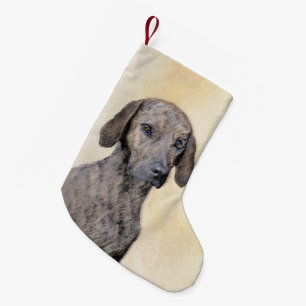 Plott Painting - Cute Original Dog Art Small Christmas Stocking