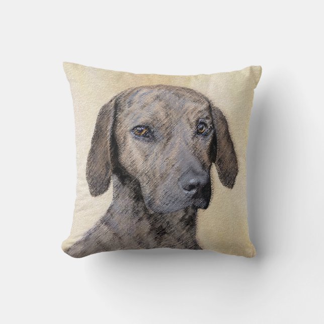 Plott Painting - Cute Original Dog Art Throw Pillow (Front)