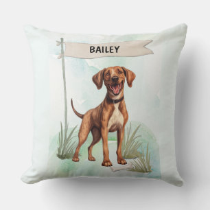 Plott Watercolor Personalized Dog Throw Pillow