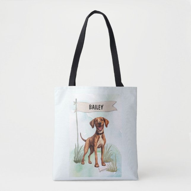 Plott Watercolor Personalized Dog Tote Bag (Front)