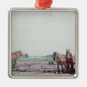 Plough Horses Metal Ornament