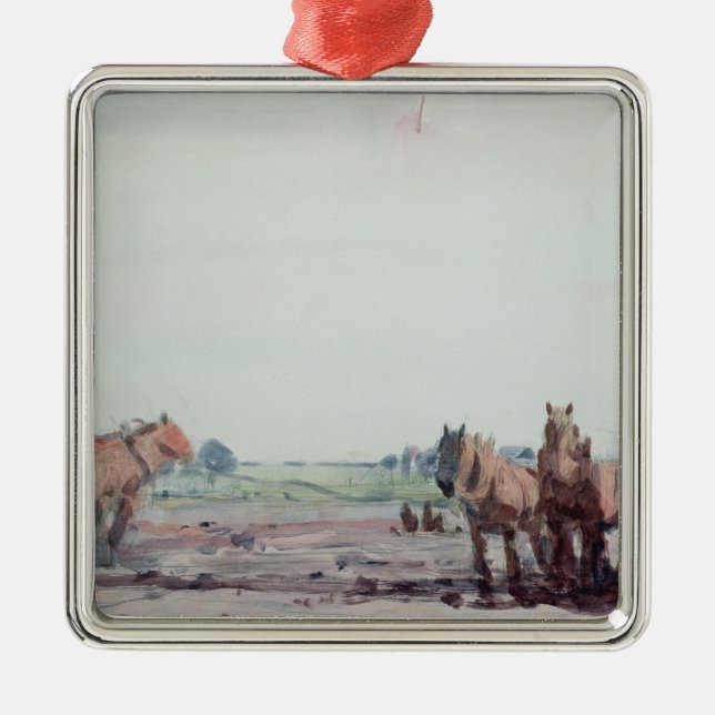 Plough Horses Metal Ornament (Front)