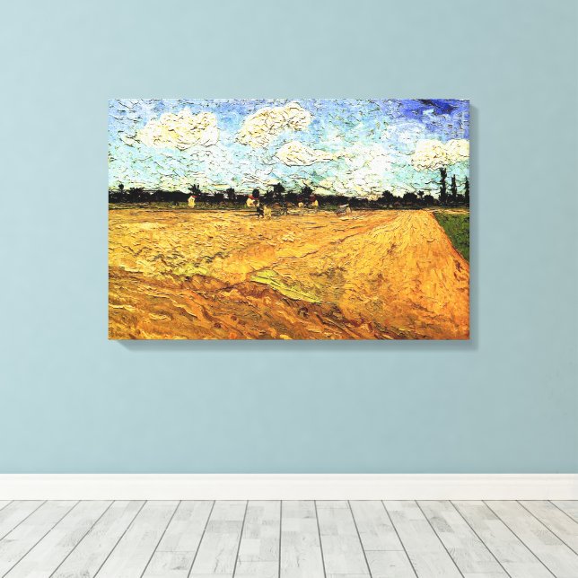 Ploughed Field (the Furrows) by Vincent van Gogh Canvas Print (Insitu(Wood Floor))