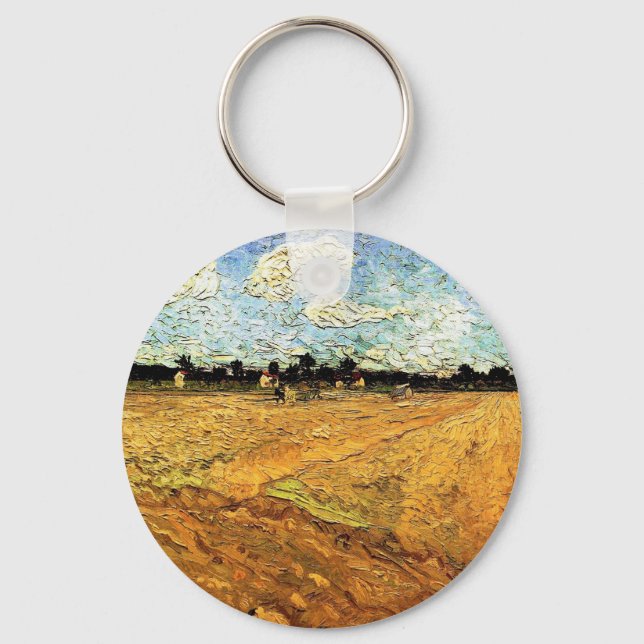 Ploughed Field (the Furrows) by Vincent van Gogh Keychain (Front)