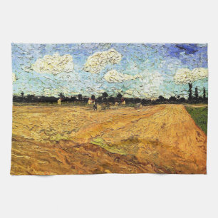 Ploughed Field (the Furrows) by Vincent van Gogh Kitchen Towel