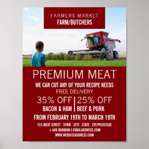 Plougher in Field, Farmer & Butcher Advertising Poster