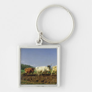 Ploughing in Nivernais, 1849 Keychain
