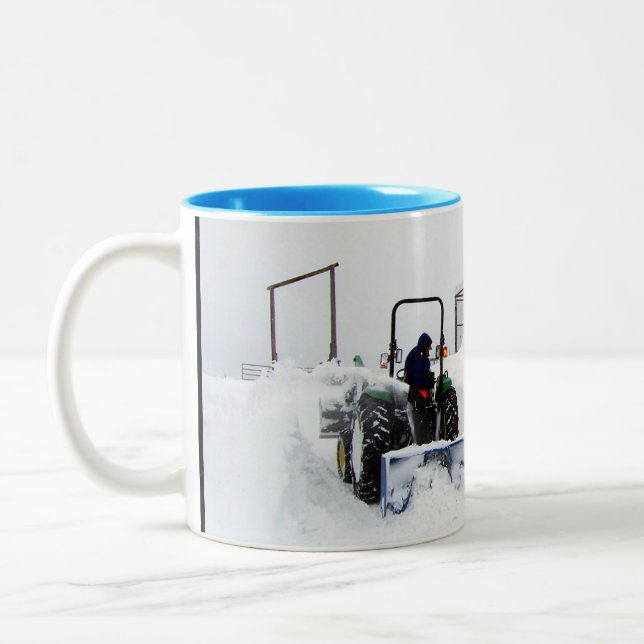 Ploughing Snow on the Ranch Two-Tone Coffee Mug (Left)