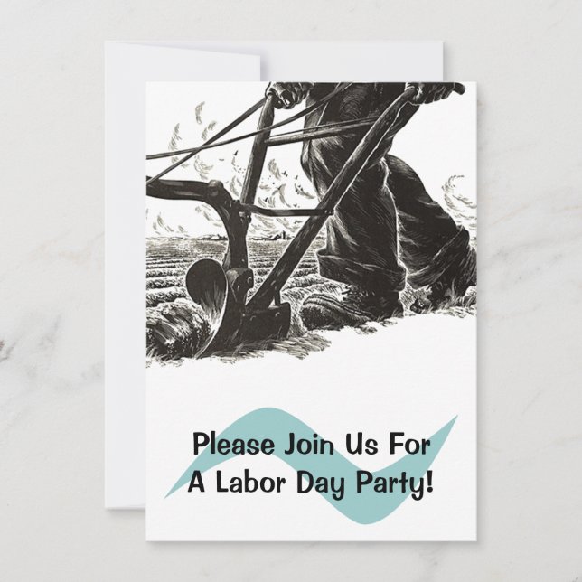 Plow Labour Day Party Invitations Ploughing Fields (Front)