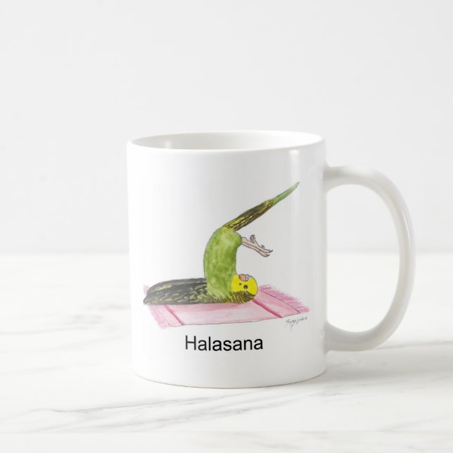 Plow pose parakeet coffee mug (Right)