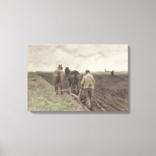 Plowing farmer, Anton Mauve Canvas Print