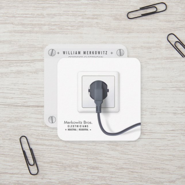 plug and socket electrician business card (Front/Back In Situ)
