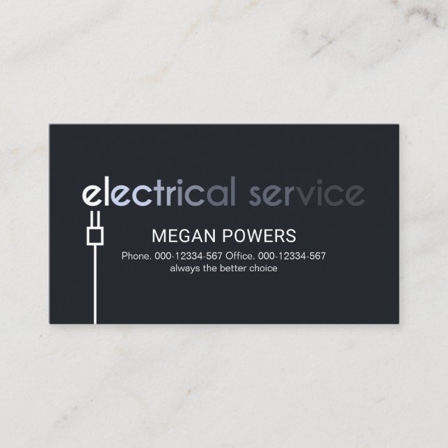 Plug-In Power Fading Electrical Signage Business Card (Front)
