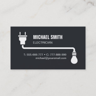 Plug Wire and Light Bulb Electrician Business Card