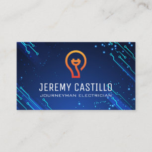 Plugs Light Bulbs Electrical Modern Tech Business Card