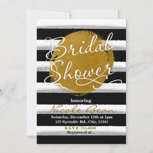 PLUIE DE MARIÉE Invitation aquarelle noir et or