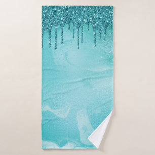 Pluie de Parties scintillant turquoise sur marbre