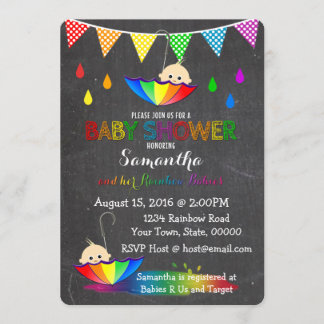 Pluie Rainbow Baby Twin Baby shower Invitation