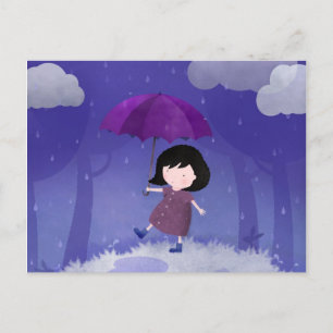Pluie sur mon parapluie - carte postale