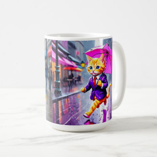 Pluie Whimsical Kitten Run Mug Classique