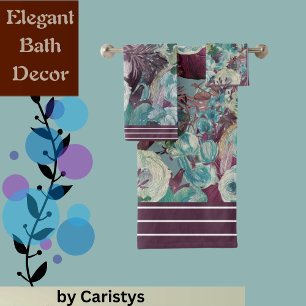 Plum à fleurs, Turquoise, Blanc doux avec bordure 