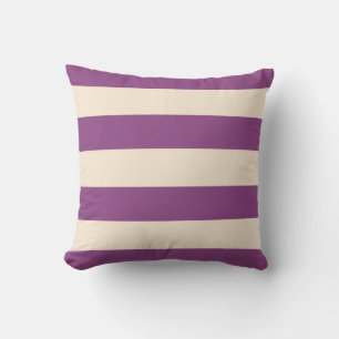 Plum and Antique White Stripes Throw Pillow