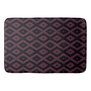 Plum and black diamond pattern bath mat