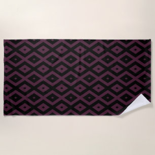 Plum and black diamond pattern beach towel