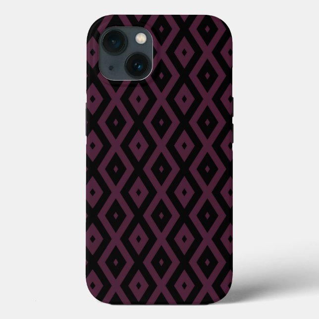 Plum and black diamond pattern Case-Mate iPhone ca Case-Mate iPhone Case (Back)