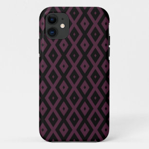 Plum and black diamond pattern iPhone 11 case