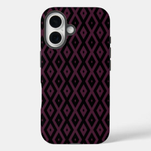 Plum and black diamond pattern iPhone 16 case