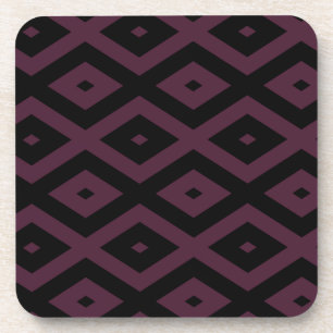 Plum and black diamond pattern coaster