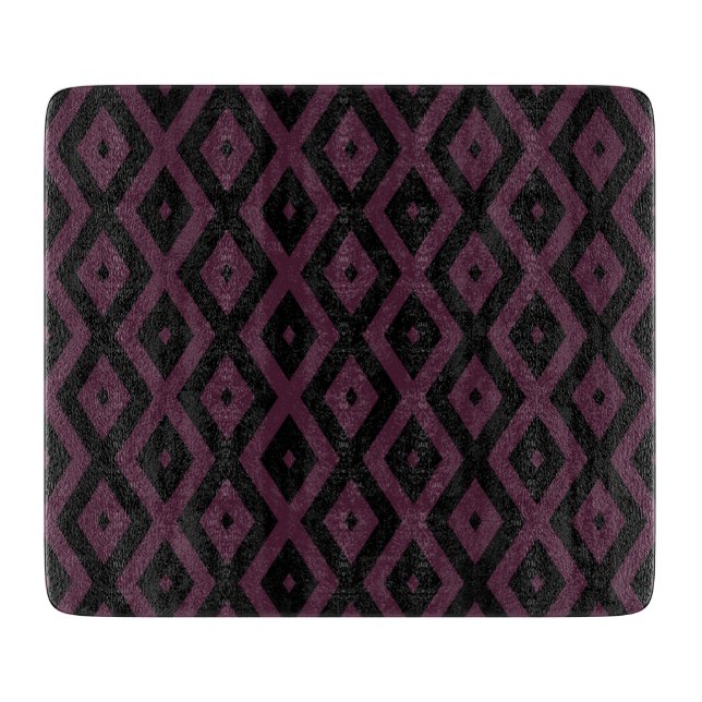 Plum and black diamond pattern cutting board (Front)