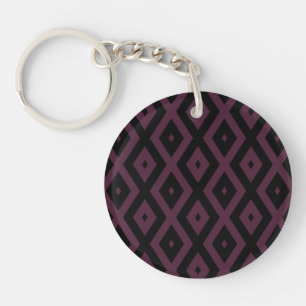 Plum and black diamond pattern keychain