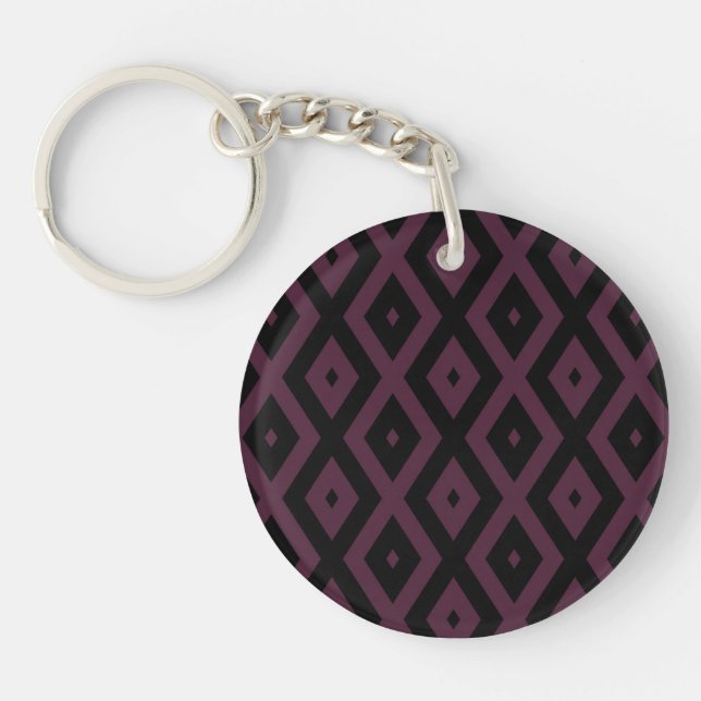 Plum and black diamond pattern keychain (Front)
