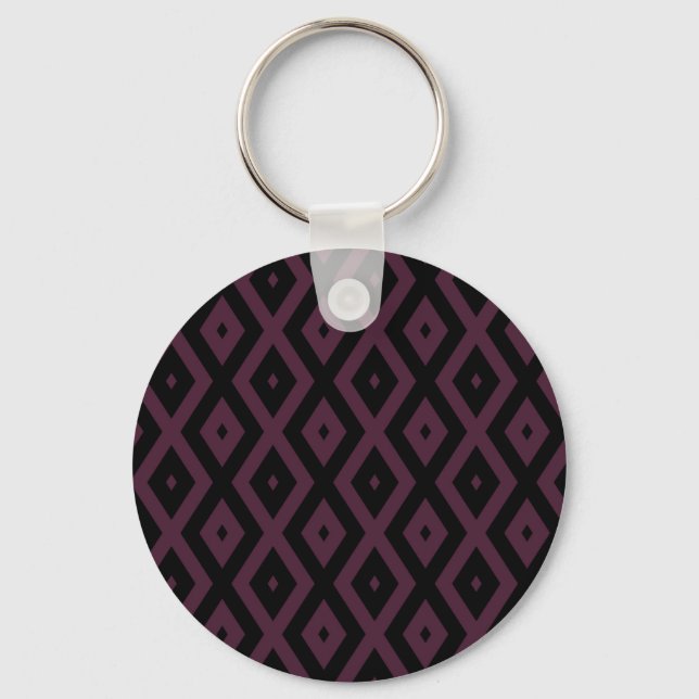 Plum and black diamond pattern keychain (Front)