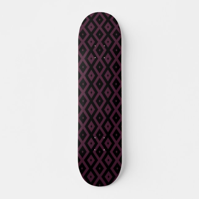 Plum and black diamond pattern skateboard (Front)