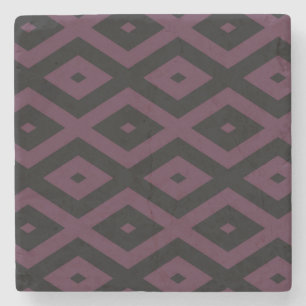 Plum and black diamond pattern stone coaster