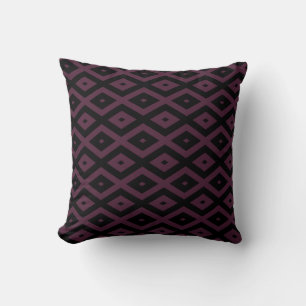 Plum and black diamond pattern throw pillow