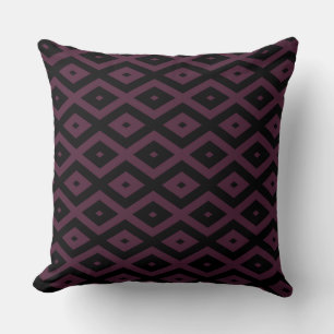 Plum and black diamond pattern throw pillow