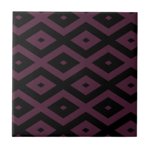 Plum and black diamond pattern tile