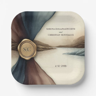 Plum and Blue Ombre Ribbon Seal Paper Plate