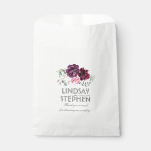 Plum and Burgundy Flowers Elegant Favour Bag